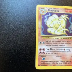 1999 Pokemon NINETALES #12/102 Base Set Galaxy Holo Rare Fire English - Image 4