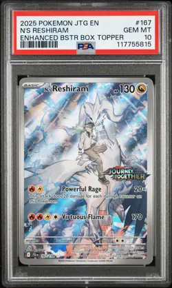 2025 POKEMON JTG EN-JOURNEY TOGETHER #167 N'S RESHIRAM PSA 10 - Image 1