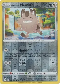 Galarian Meowth 180/264 Reverse Holo | Fusion Strike | Pokemon Card - Image 1