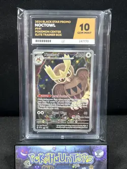 Pokemon Card Noctowl SVP 141 ACE 10 Stellar Crown Pokemon Center SCRAPE ON SLAB - Image 1