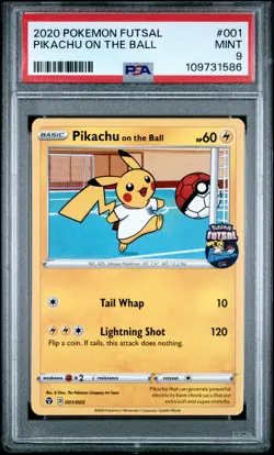 2020 POKEMON FUTSAL #001 PIKACHU ON THE BALL PSA 9 - Image 1