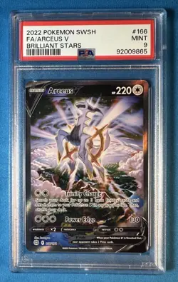 👀 2022 ARCEUS V PSA 9 Pokemon Brilliant Stars Holo 166 + Unown VStar PSA 8 Lot - Image 3