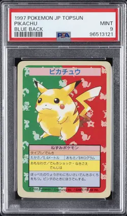 1997 POKEMON JAPANESE TOPSUN BLUE BACK PIKACHU PSA 9 - Image 1