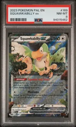 2023 Pokemon Paldea Evolved SQUAKABILLY EX 169/193 PSA 8 - Image 1