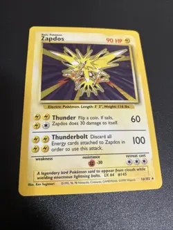 Pokemon Card TCG Zapdos Base Set 16/102 Holographic Rare Unlimited Edition NM - Image 1