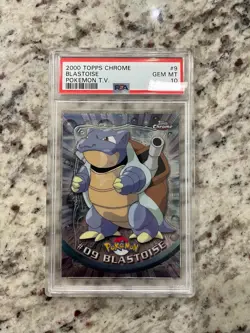 Blastoise No.9 PSA 10 GEM MINT Topps Chrome 2000 Holo Pokemon T.V. Card - Image 1