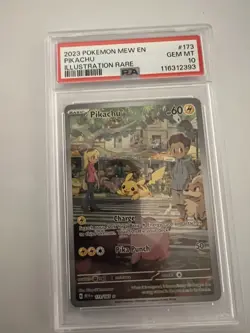 2023 Pokemon Mew Illustration Rare Card Pikachu EN151,173/165, PSA 10 Gem Mint - Image 1