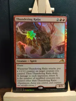Thundering Raiju FOIL - Kamigawa: Neon Dynasty - Excellent / LP (see pics) MTG - Image 1