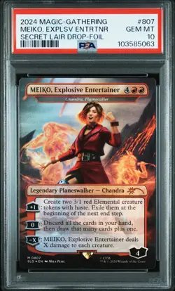 2024 MTG SECRET LAIR DROP FOIL #807 MEIKO, EXPLOSIVE ENTERTAINER PSA 10 - Image 1