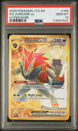 2025 POKEMON JTG EN-JOURNEY TOGETHER HYPER RARE #189 N'S ZOROARK EX PSA 10 - Image 1