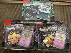 Pokemon TCG Paldean Fates Tech Sticker Collection SV4.5 SET OF 3 NEW SEALED - Image 1