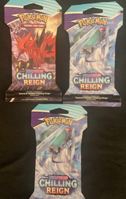 3 Pokemon Sword & Shield Chilling Reign Sleeved Booster Packs - Sealed - Image 1