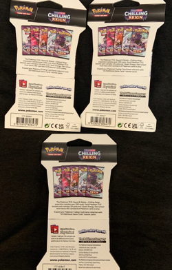 3 Pokemon Sword & Shield Chilling Reign Sleeved Booster Packs - Sealed - Image 2