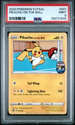 2020 POKEMON FUTSAL #001 PIKACHU ON THE BALL PSA 9 - Image 1