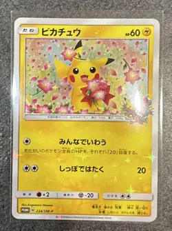 Pikachu 224/SM-P Japanese Promo 2018 Sakura Holo Pokemon Card Cherry Blossom - Image 1