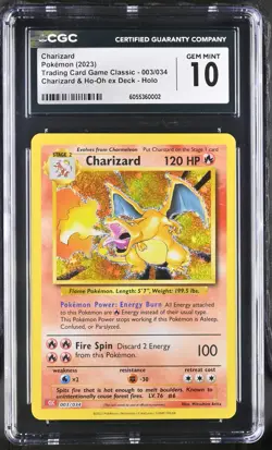 POKEMON English Charizard 003/034 2023 Trading Card Game Classic Holo CGC 10 - Image 1