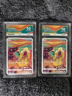 Pokemon Center Promo Card Psyduck Scream Munch ACE 10 (Perfect Sub-grades) x 2 - Image 1