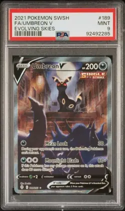 Umbreon V #189 Alternate Full Art 2021 Pokemon SwSh Evolving Skies PSA 9 MINT - Image 1