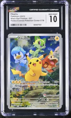2023 POKEMON PALDEA EVOLVED POKEMON CENTER ETB PROMO SVP EN #027 PIKACHU CGC 10 - Image 1