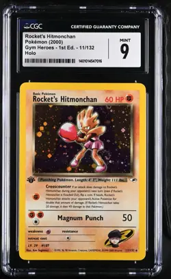 2000 POKEMON GYM HEROES-1ST ED.-HOLO #11/132 ROCKET'S HITMONCHAN CGC 9 - Image 1