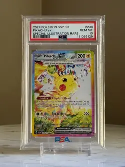 2024 POKEMON SSP EN-SURGING SPARKS SPECIAL ILLUSTRATION RARE PIKACHU EX PSA 10 - Image 1