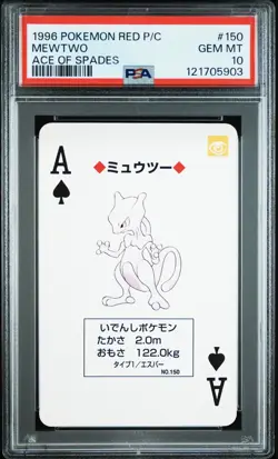 1996 POKEMON RED VERSION PLAYING CARDS #150 MEWTWO ACE OF SPADES PSA10 - Image 1