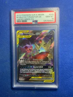 2019 Pokemon Sun & Moon #226 MegaSableye/ Tyranitar GX Unified Minds Full Art - Image 1