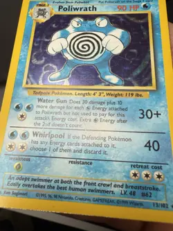 Pokemon TCG Poliwrath 13/102 Base Set Holo Rare Card Vintage WOTC Damaged - Image 3