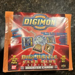 1999 Digimon Digi-Battle Card Game Booster Cards Series 2 Orange Sealed Box - Image 1