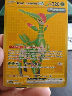 Pokemon Card Iron Leaves ex 213/162 Sv05: Temporal Forces Holo Gold Hyper Rare - Image 1