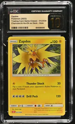 Zapdos Pokemon 2023 Trading Card Game Classic 012/034 CGC Pristine 10 - English - Image 1