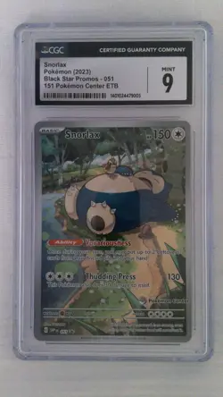 Pokemon Scarlet Violet 151 TCG Snorlax SVP 051 Pokemon Center Promo CGC 9 Mint - Image 1