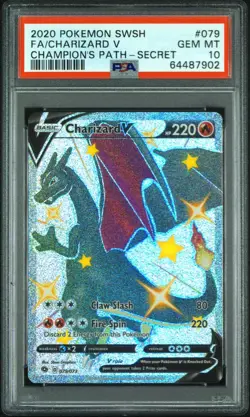 2020 Pokemon SWSH Champions Path Charizard V Full Art Shiny 079/073 PSA 10 - Image 1