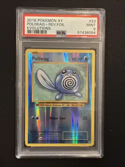 2016 POKEMON XY EVOLUTIONS #23 POLIWAG-REVERSE FOIL PSA 9 - Image 1