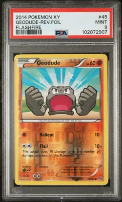 2014 Pokemon Geodude 45/106 XY Flashfire Reverse Holo PSA 9 Mint - Image 1
