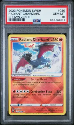 2023 Pokemon SWSH Crown Zenith Radiant Charizard #020 PSA 10 GEM MINT - Image 1