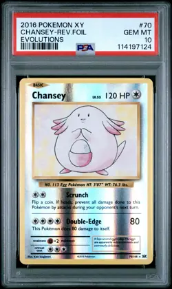 2016 Pokemon Xy Evolutions Chansey-Rev. Foil Evolutions PSA 10 #70 - Image 1