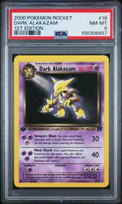 PSA 8 2000 POKEMON ROCKET 18 DARK ALAKAZAM 1ST EDITION - Image 1
