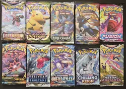 Pokemon 10x Sword & Shield Booster Pack Lot New Factory Sealed Various Sets - Image 1