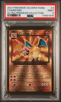 PSA 9 - 2021 Pokemon Celebrations UPC CHARIZARD Gold Metal Card #4 (1916) - Image 1