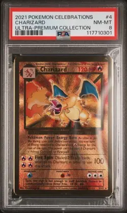 PSA 8 - 2021 Pokemon Celebrations UPC CHARIZARD Gold Metal Card #4 (0301) - Image 1