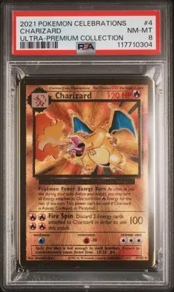 PSA 8 - 2021 Pokemon Celebrations UPC CHARIZARD Gold Metal Card #4 (0304) - Image 1