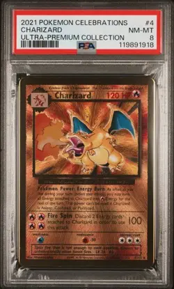 PSA 8 - 2021 Pokemon Celebrations UPC CHARIZARD Gold Metal Card #4 (1918) - Image 1