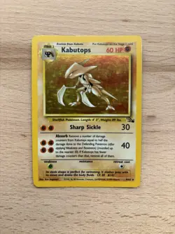 Kabutops 9/62 Pokemon Card Fossil Holo Rare WOTC - Image 1
