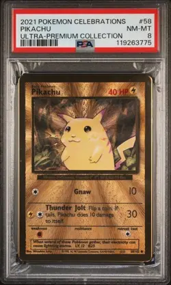PSA 8 - 2021 Pokemon Celebrations UPC PIKACHU Gold Metal Card #58 (3775) - Image 1