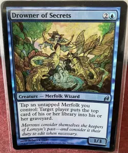 MTG Drowner of Secrets Foil Card Lorwyn Magic Blue Merfolk Wizard - Image 1