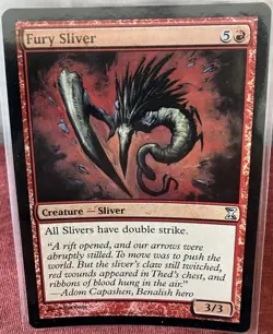MTG Fury Sliver Foil Card Time Spiral Magic Red Creature - Image 1