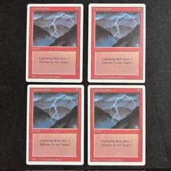 4X 1994 MTG Magic The Gathering Lightning Bolt Revised Edition NM UNPLAYED - Image 1