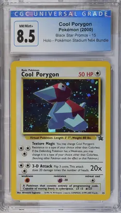 Vintage WOTC Pokemon Cool Porygon - 2000 Black Star Promo #15 - CGC 8.5 Holo N64 - Image 3
