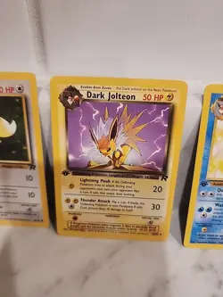 Pokemon Card Set - Eevee, Dark Jolteon, Vaporeon, Flareon 1st Edition - Image 3